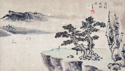 溥儒（1896～1963） 山水 横批 设色纸本