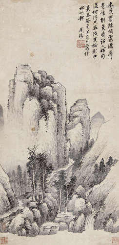 周琇（1420～1488） 山水 立轴 设色纸本