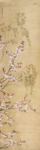恽寿平（款） 花卉 立轴 设色绢本