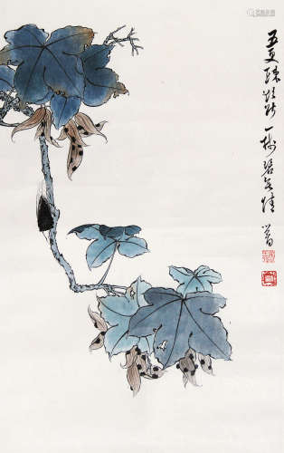 溥儒（1896～1963） 蝉鸣图 立轴 设色纸本