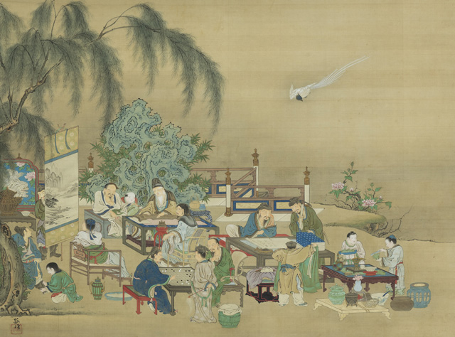 吴浚明（1700-1781） 日本18世纪西园雅集图绢本立轴水墨设色－【Deal 