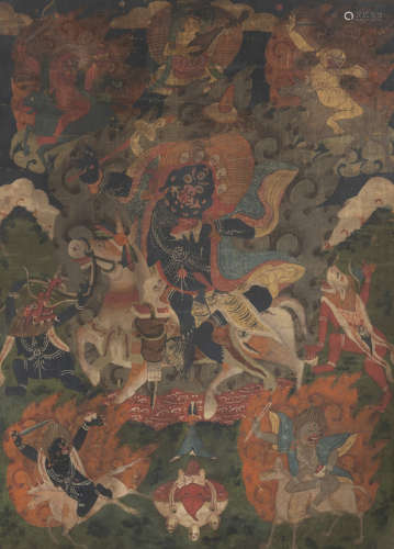清19世纪，西藏风格 吉祥天母唐卡