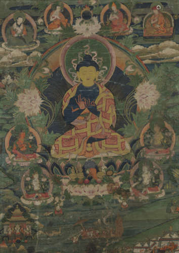 清19世纪，西藏风格 龙树唐卡