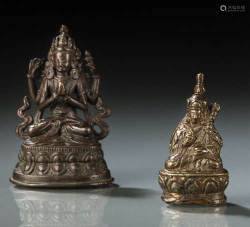 清18/19世纪与之后，西藏风格 铜坐像二
