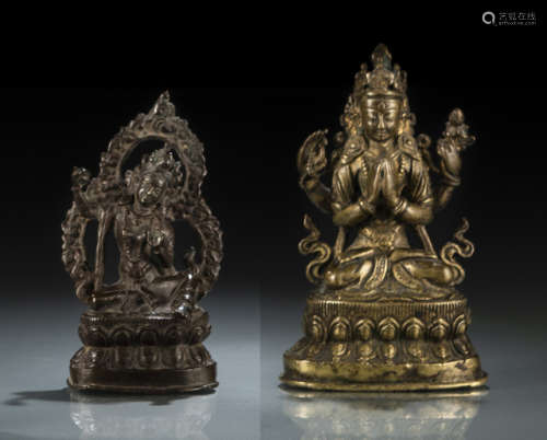 18世纪与之后，尼泊尔风格 铜坐像二