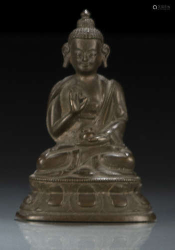 清19世纪，汉藏风格 释迦牟尼佛莲座铜坐像