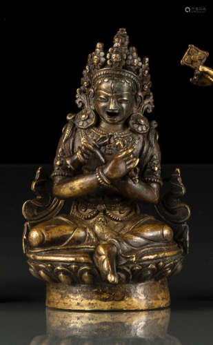 清19世纪，西藏风格 神明坐像形香炉盖