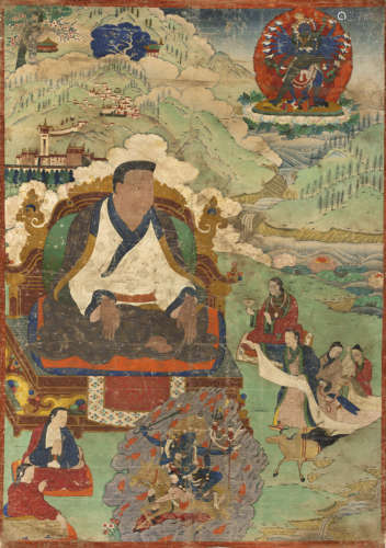 清19世纪，西藏风格 上师唐卡