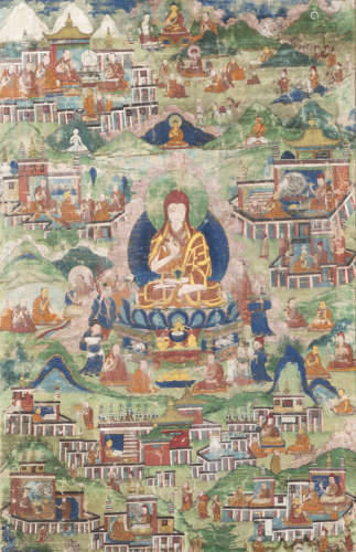 清18世纪，西藏风格 萨迦派喇嘛唐卡