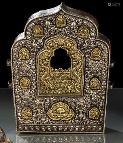 中国1900年左右，西藏风格 护身佛盒