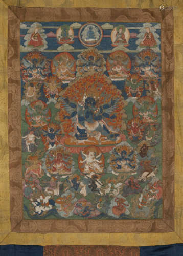 清18世纪，西藏风格 普巴金刚神唐卡