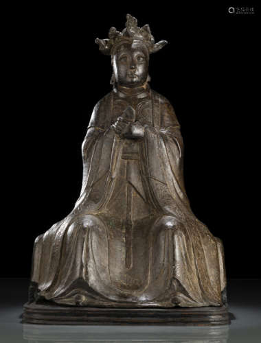 中国17世纪 道教元君铜坐像