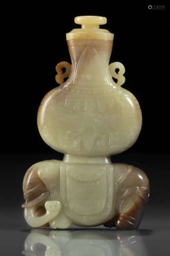 清18世纪 玉琱太平有象式盖瓶