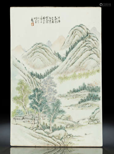 中国20世纪，题款所注日期为1955年 山居图瓷板
