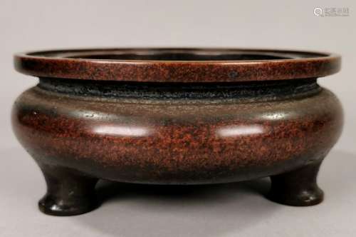 CHINESE QING BRONZE TRIPOD CENSER