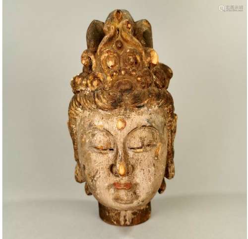 CHINESE WOODEN GUANYIN HEAD