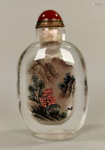 CHINESE INSIDE PAINTED GLASS SNUFF BOTTLE
