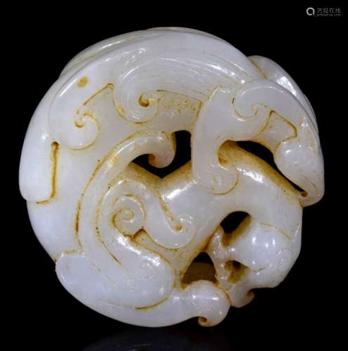 CHINESE WHITE JADE CARVED TOKEN