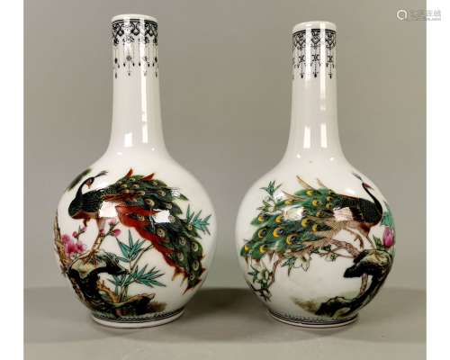 RARE PAIR OF CHINESE REPUBLIC VASES WITH POEMS. SUPERB CONDITION. PROVENANCE: PRIVATE DUTCH ESTATE COLLECTION.
