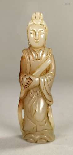 CHINESE CARVED JADE STANDING FIGURE