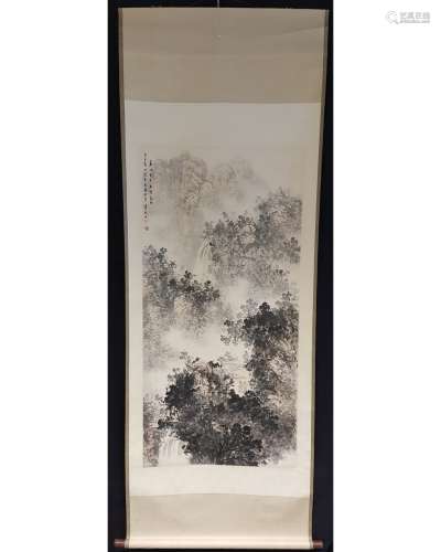 Ink painting - Chinese scroll painting on paper -《傅抱石-山水人物》Fu Baoshi