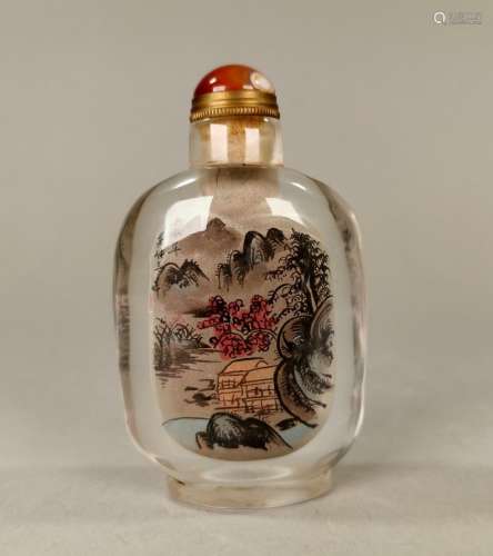 CHINESE INSIDE PAINTED GLASS SNUFF BOTTLE