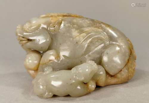 CHINESE CARVED JADE DRAGONS - QING