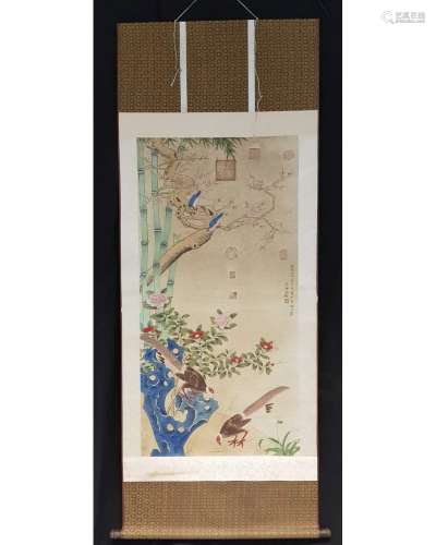CHINESE SCROLL PAINTING OF BIRDS