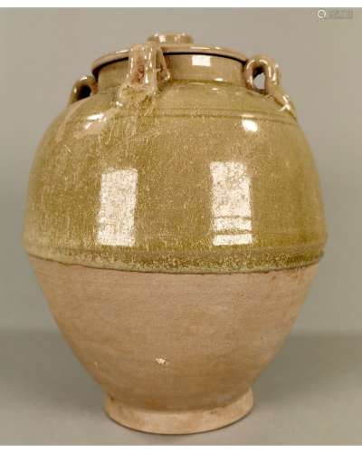 CHINESE GLAZED JAR WITH HANDLES