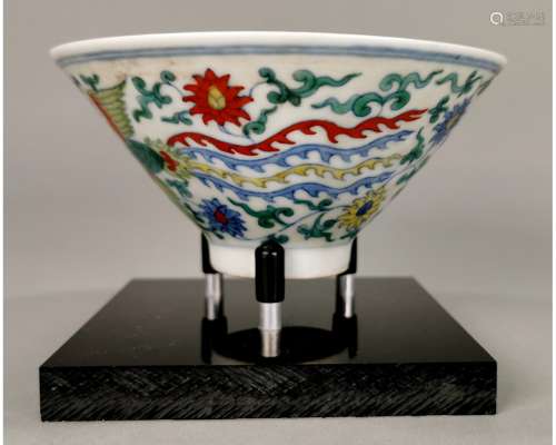 RARE CHINESE FAMILLE ROSE BOWL ON STAND