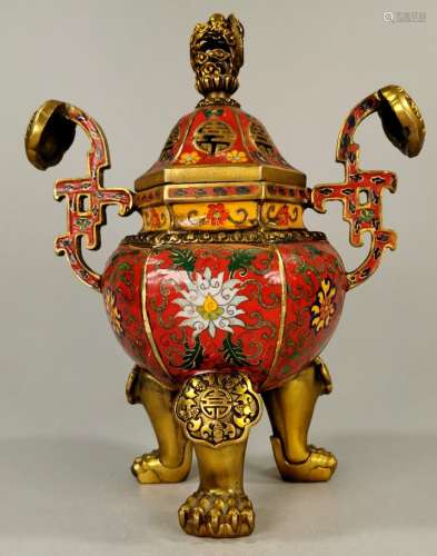 RARE CHINESE CLOISONNE ENAMEL CENSER