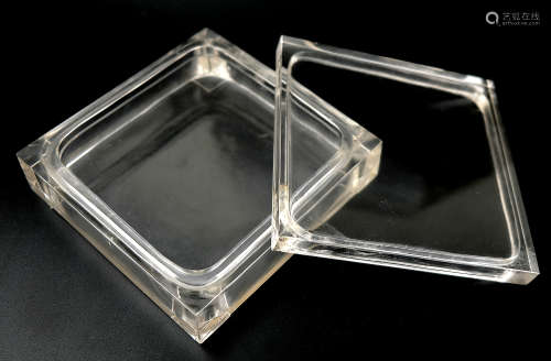 水晶四方印泥盒
