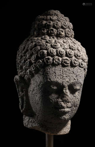 Feiner Kopf des Buddha Shakyamuni aus Vulkangestein