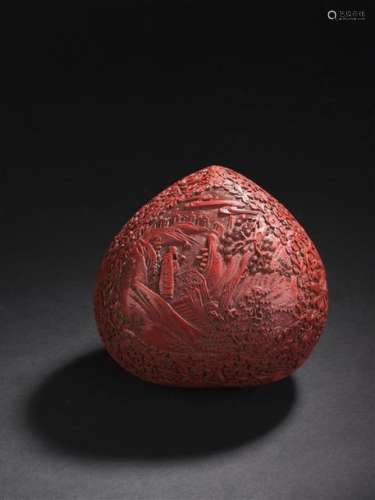 Boîte couverte en laque rouge sculptée Chine, fin …