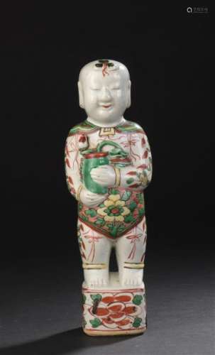 Statuette de Hoho en porcelaine Wucai Chine, Trans…