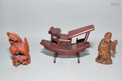 Group of 19-20th C. Chinese Wood Carvings