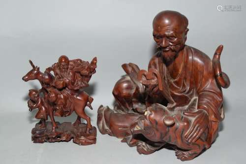 Two 19-20th C. Chinese Longanwood Carvings