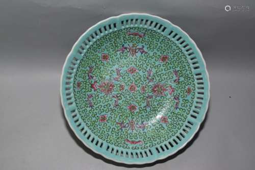 19-20th C. Chinese Turquoise Glaze Fruit Bowl