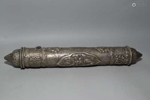 19-20th C. Chinese Tibetan Silver Incense Holder