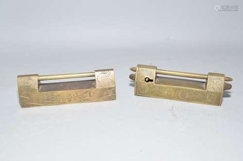 Two 19-20th C. Chinese Bronze Locks