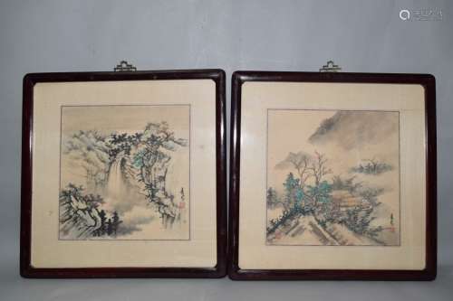 Two 19-20th C. Chinese Watercolor Paintings, Su Fen