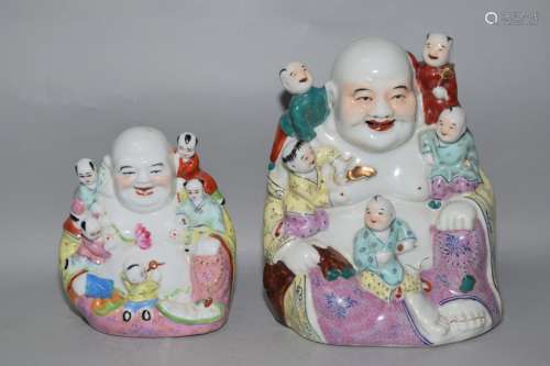 Two Chinese Famille Rose Buddha