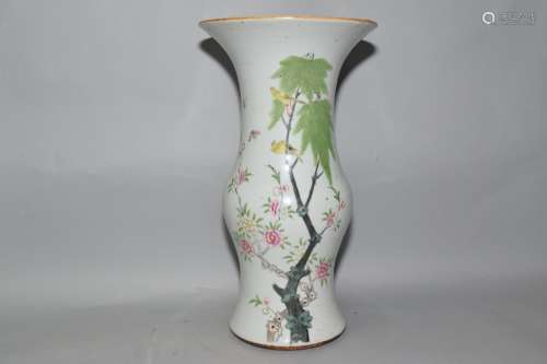19-20th C. Chinese Famille Rose Gu Vase