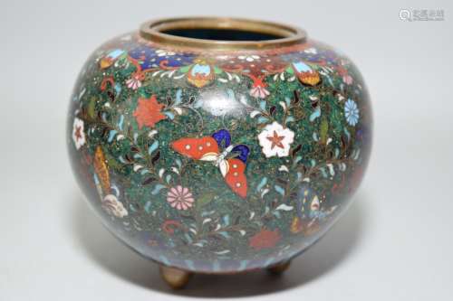 19th C. Japanese Cloisonne Three-Foot Jar