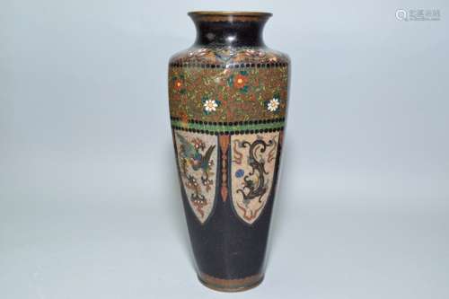 19th C. Japanese Cloisonne Hexagonal Vase