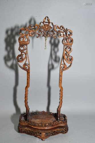 Chinese Wood Carved Hanging Vase Stand