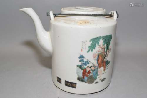 Republic Chinese Famille Rose Figures Teapot