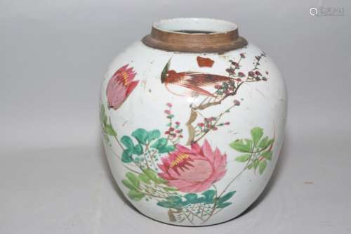 Late Qing/Republic Chinese Famille Verte Jar
