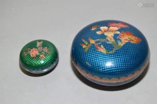 Two Japanese Ginbari Cloisonne Boxes