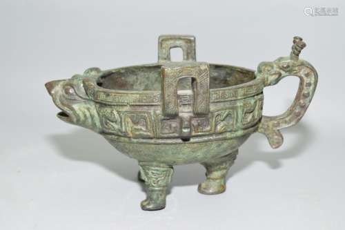 Chinese Bronze Carved Animal Shape Ware